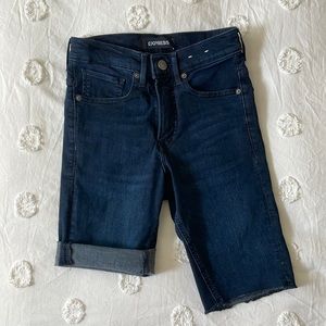 [No longer available] Express Dark Wash Bermudas - high waist stretch